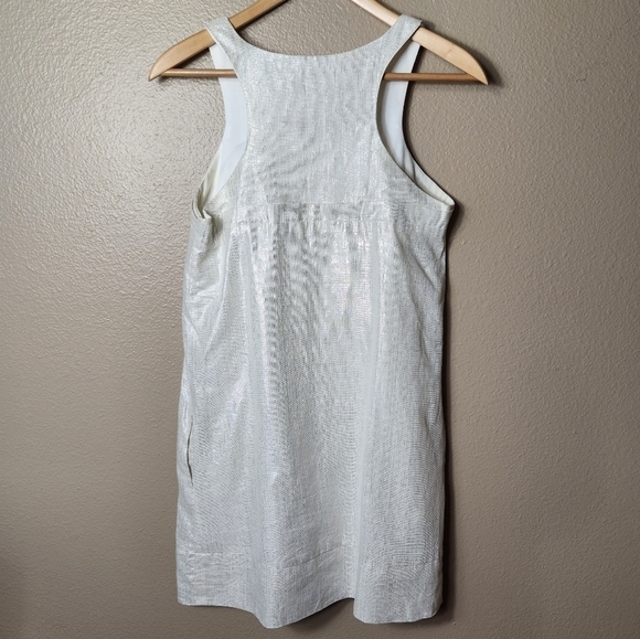Maje Cream Shimmer Cotton/Lurex Shimmer Tank Mini Dress-Size 2 - Picture 4 of 6